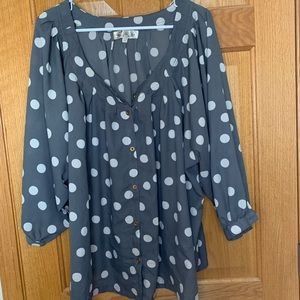 Grey and white polka dot blouse